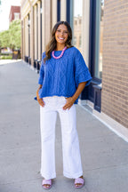 Risen White Front Seam Denim Pant