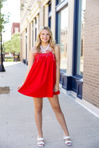 Red Babydoll Swing Mini Dress