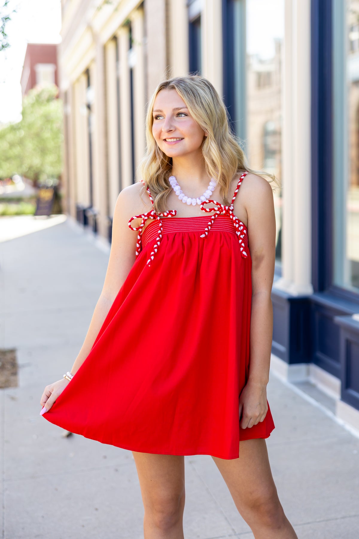 Red Babydoll Swing Mini Dress