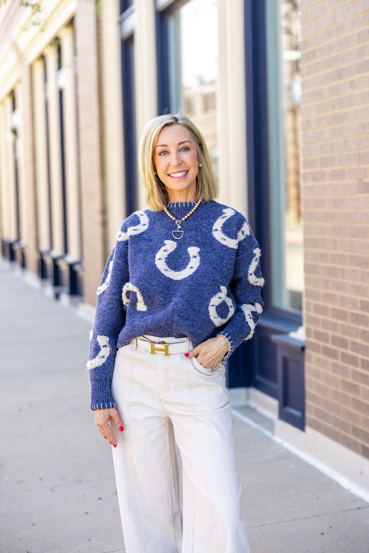 Navy Horseshoe Sweater