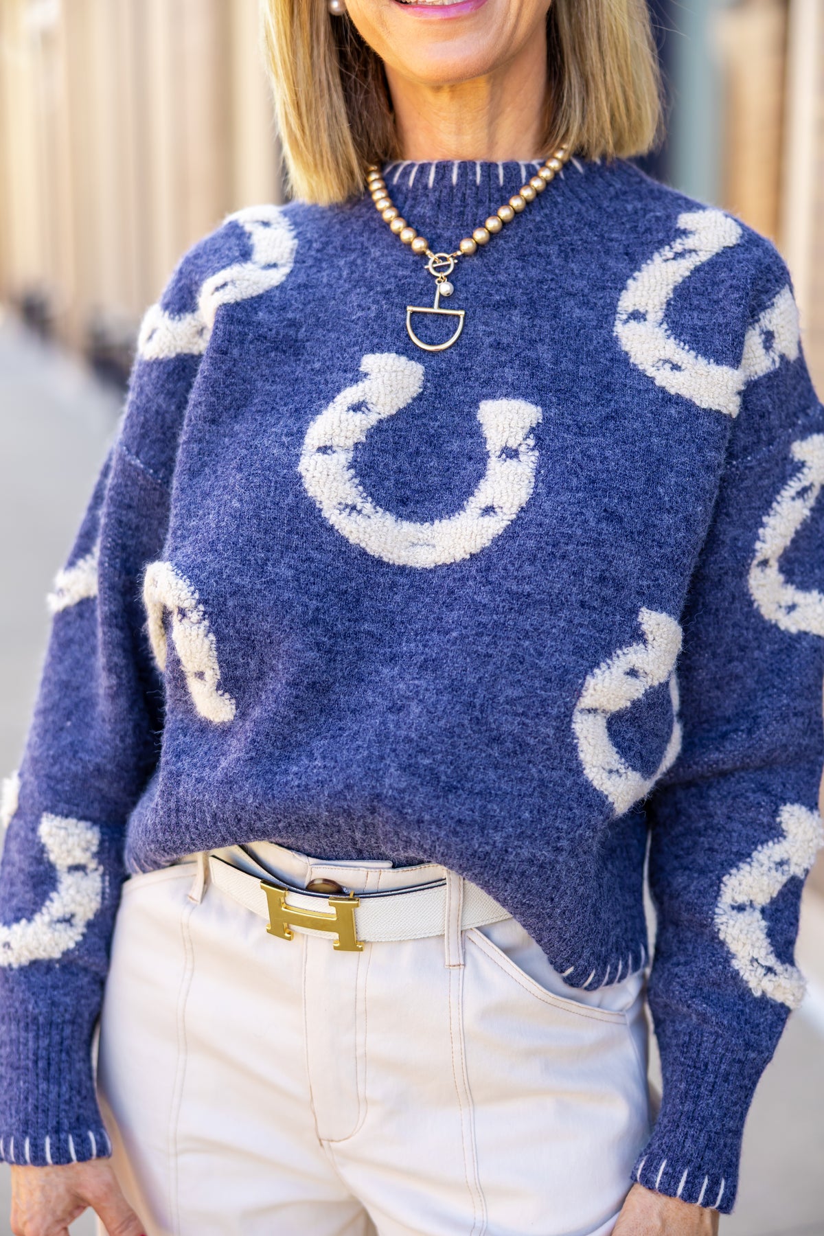 Navy Horseshoe Sweater