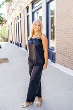 Black Lace Trim Cami Top
