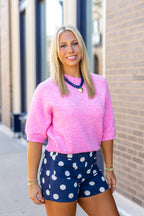 Pink Short Sleeve Sweater