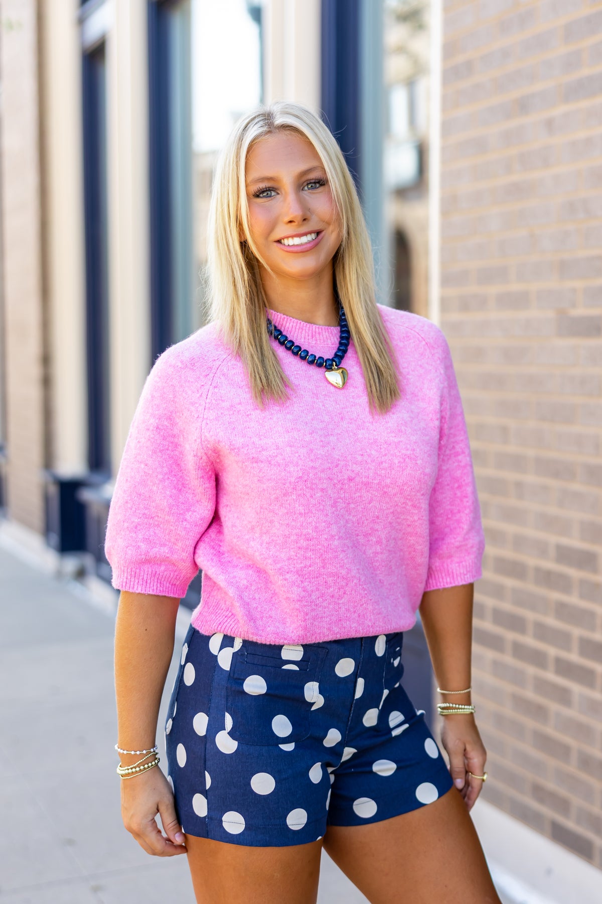 Pink Short Sleeve Sweater