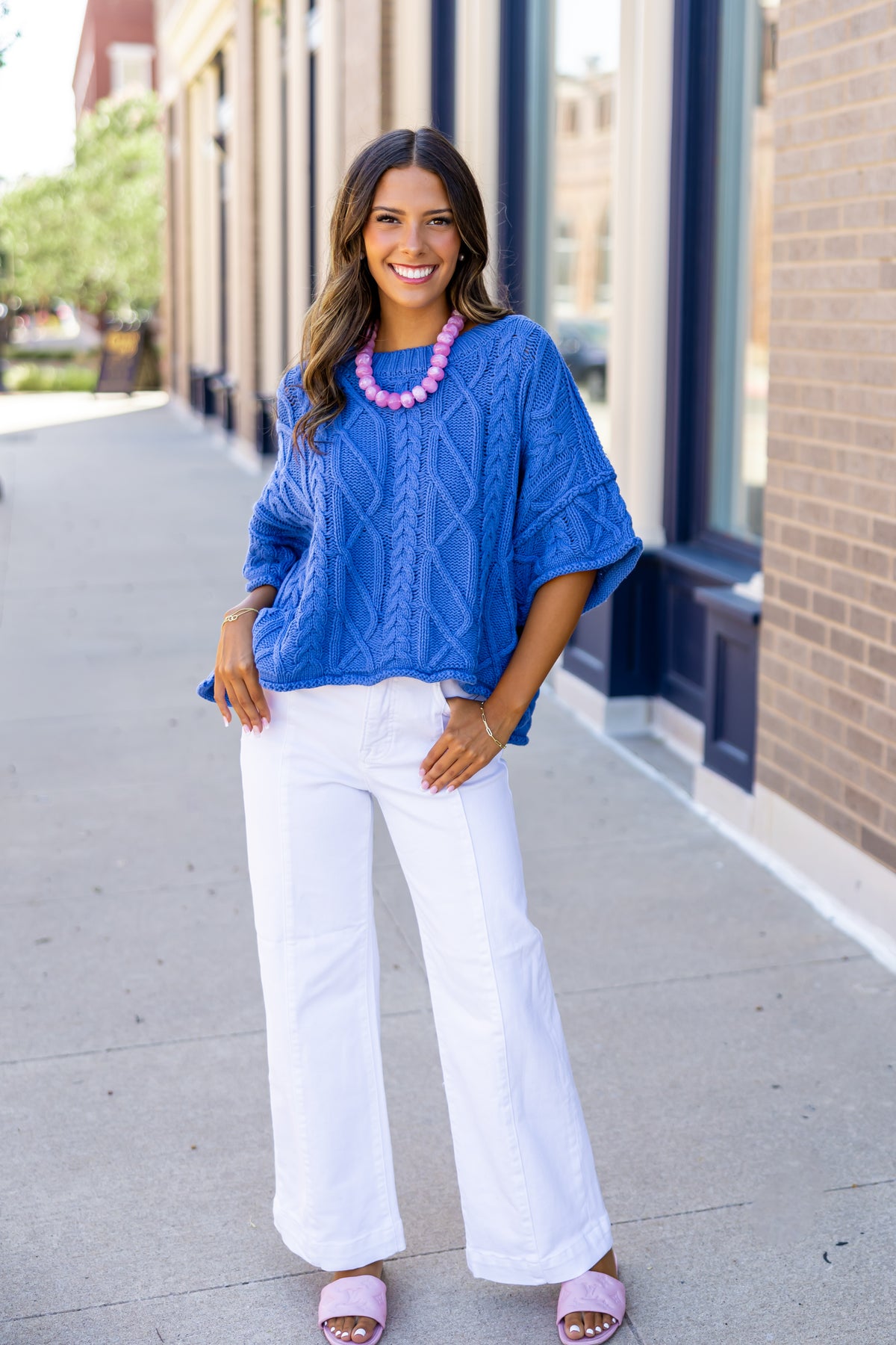 Blue Cable Knit Sweater