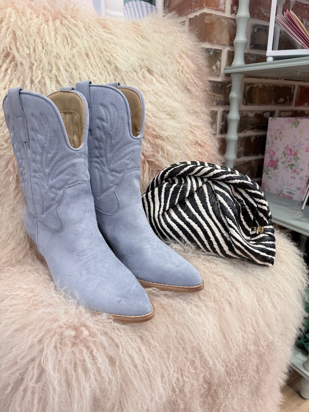 Blue Suede Cowboy Boots