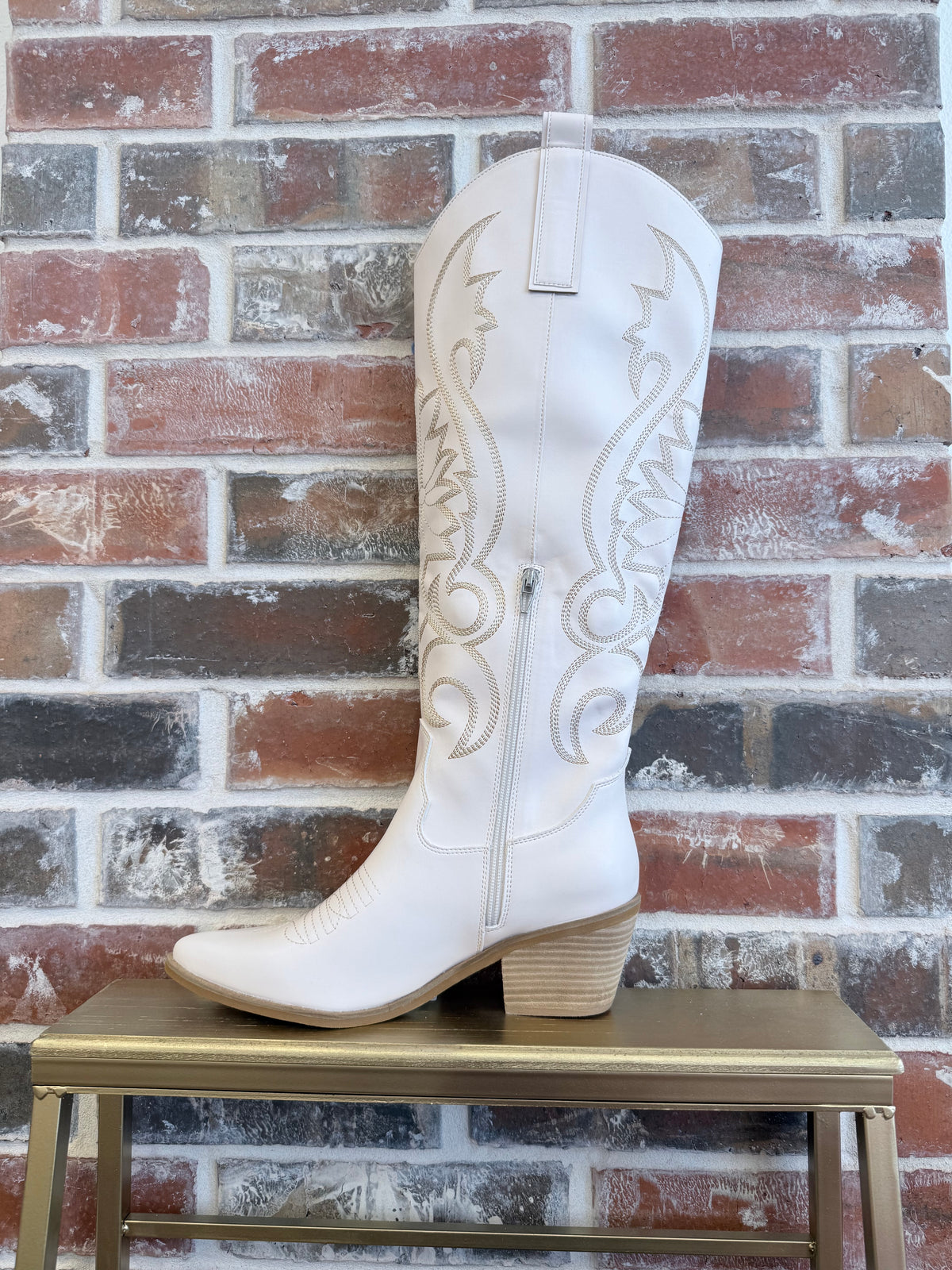 Ivory Tall Cowboy Boots
