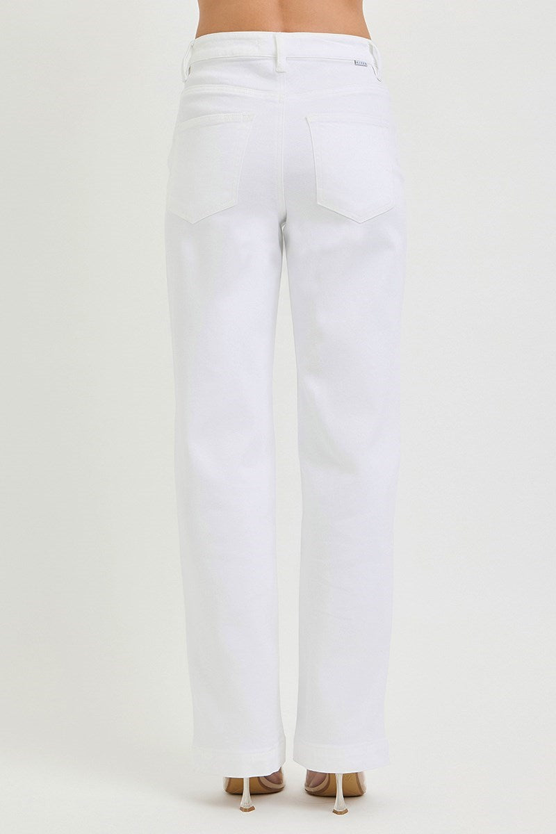 Risen High Rise White Denim Jeans