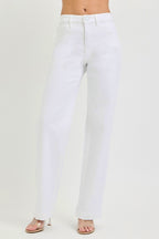 Risen High Rise White Denim Jeans