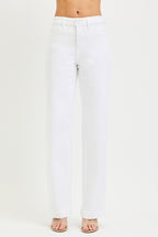 Risen High Rise White Denim Jeans