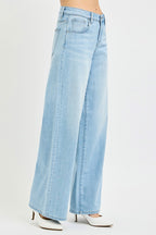 Risen Comfy Wide Leg Denim Jeans