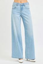 Risen Comfy Wide Leg Denim Jeans
