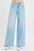 Risen Comfy Wide Leg Denim Jeans