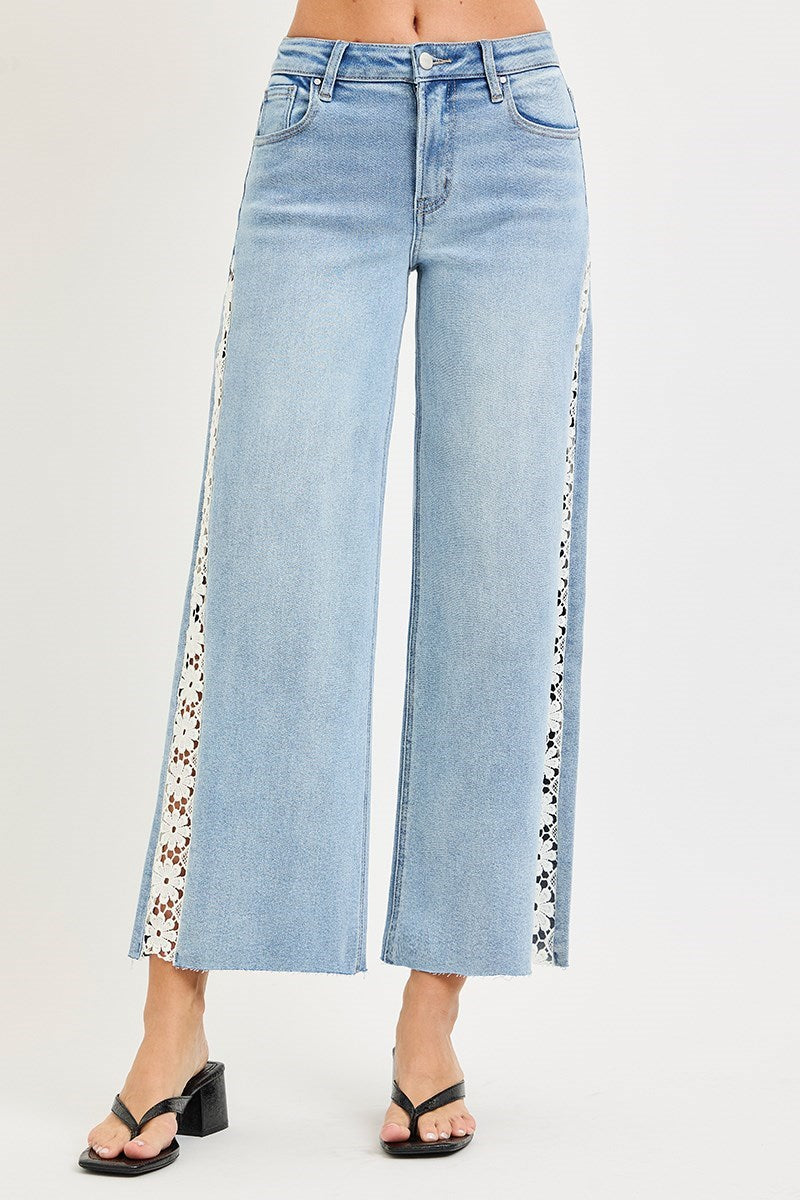 Risen Flower Detail on Legs Denim