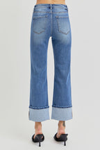 Risen High Rise Ankle Cuffed Denim Jeans