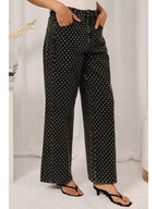 OL Black White Polka Dot Denim Jeans