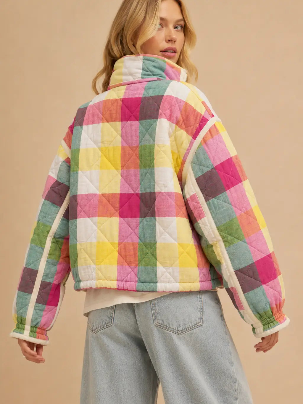 Colorful Plaid Quilted Jacket