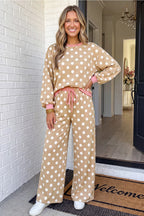 Mocha and Pink Polka Dot Sweatpants