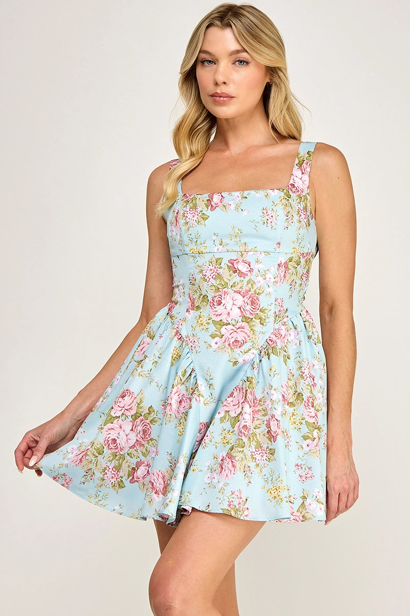 Poplin Floral Mini Dress