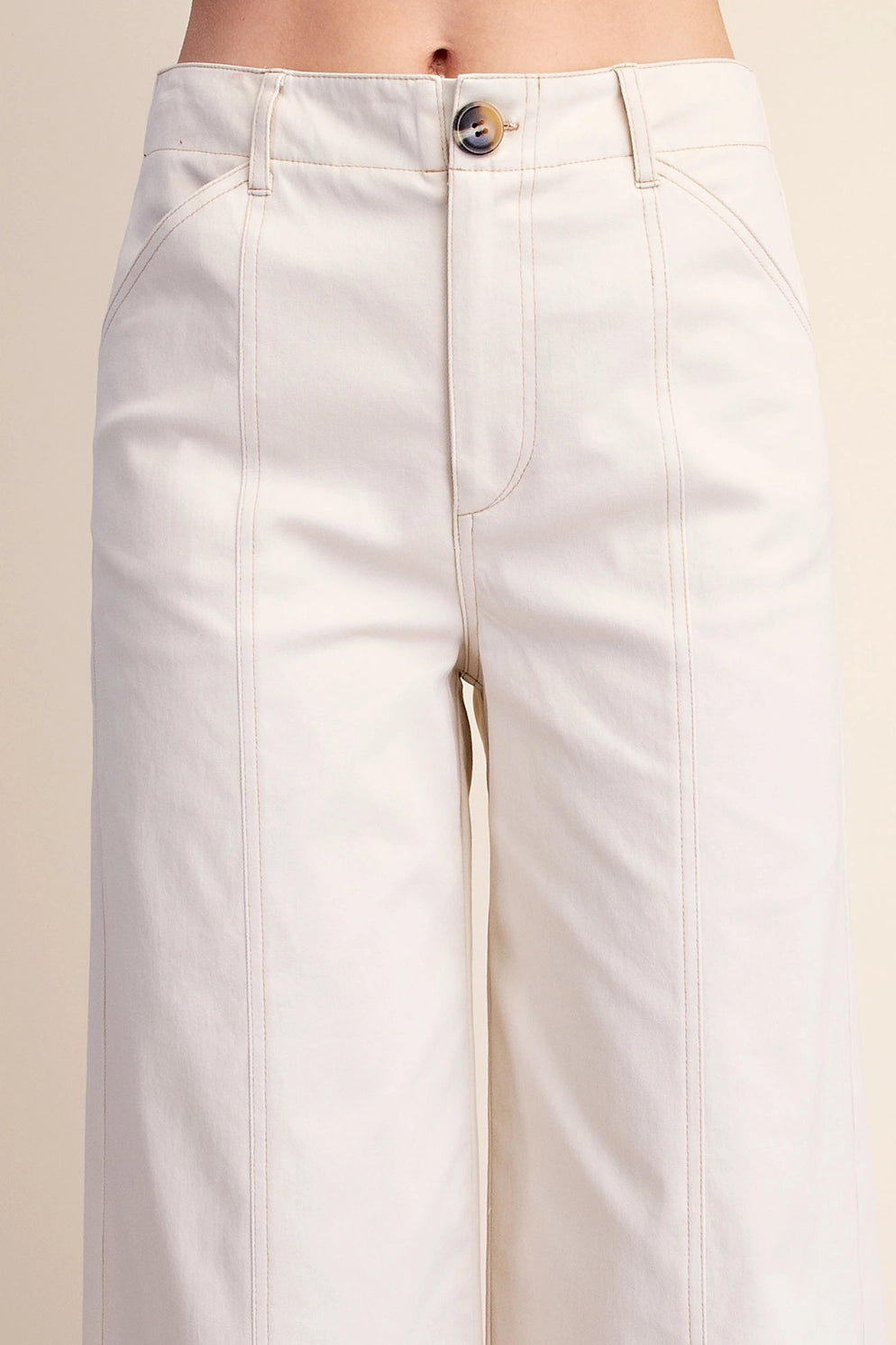 Ecru Front Seam Pant