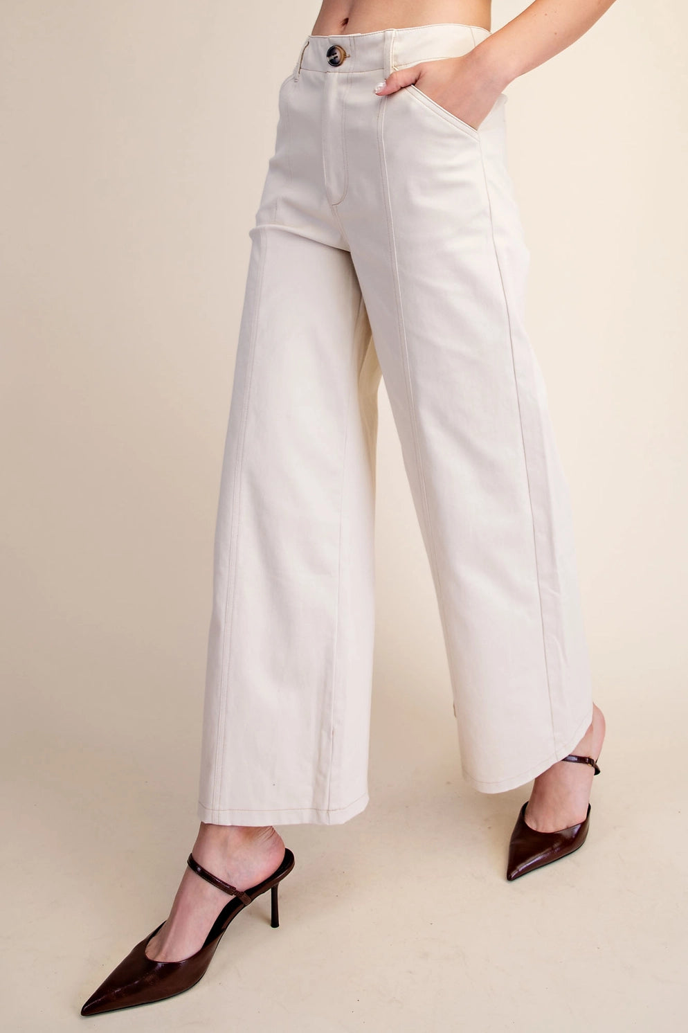 Ecru Front Seam Pant