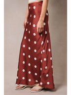 Wine White Midi Polka Dot Skirt