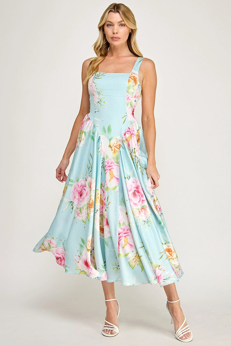 Pastel Garden Midi Dress